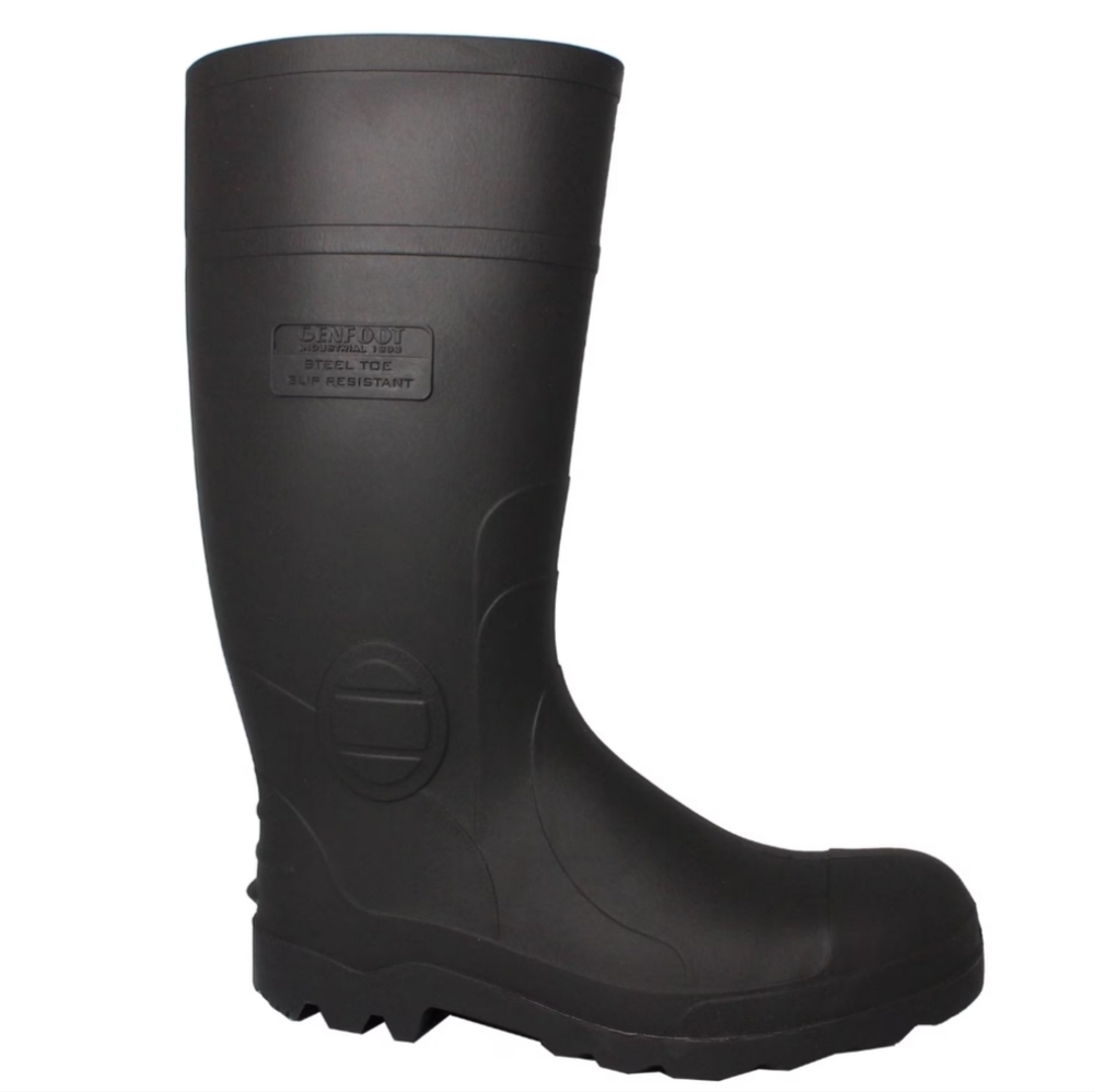 Black Steel Toe Mens 8 Work Boots Water Slip Resistant Womens 9.5 10 Rubber Rain